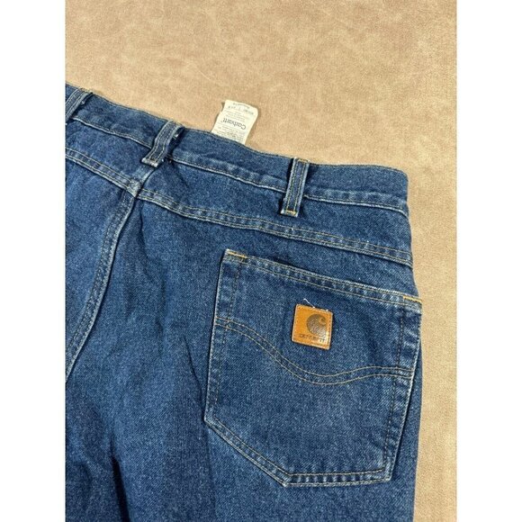 Carhartt Mens Relaxed B172 DST Denim Jeans Straight Leg Flannel Lined Blue 38x30 - Picture 5 of 11